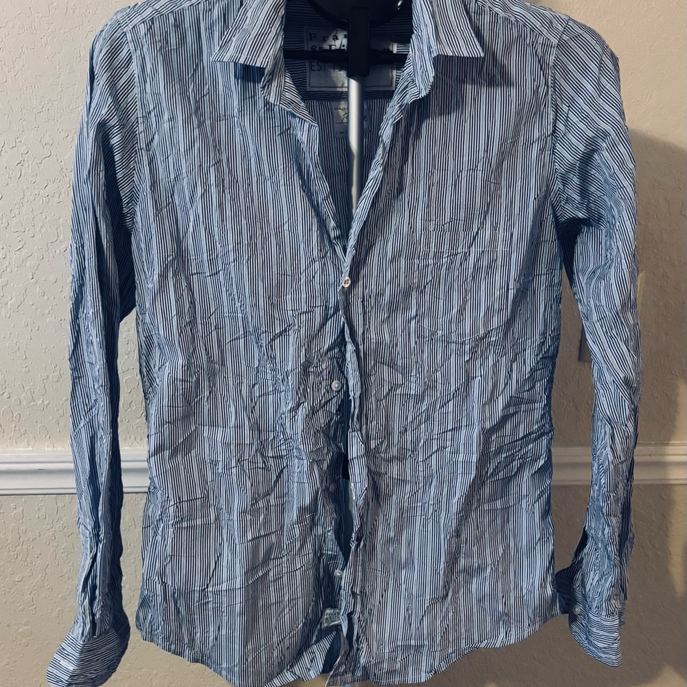 Frank & Eileen Navy Striped Button Down Shirt